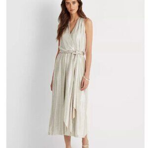 Lauren Ralph Lauren Metallic Shine Print Halter Dress Size 10